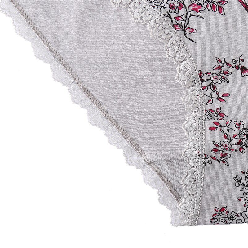 6pcs/lot cotton underwear women high waist lace briefs floral printed panties plus size panties for women 2xl 3xl 4xl