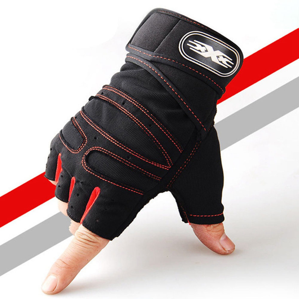 Trainingshandschuhe für Männer und Frauen, Gewichtheben, Halbfinger-Handschuh mit Handgelenkbandage für Fitnessstudio, Sport, Ausbildung, Fahrrad, Motorradfahrer: Pflaume / XXL