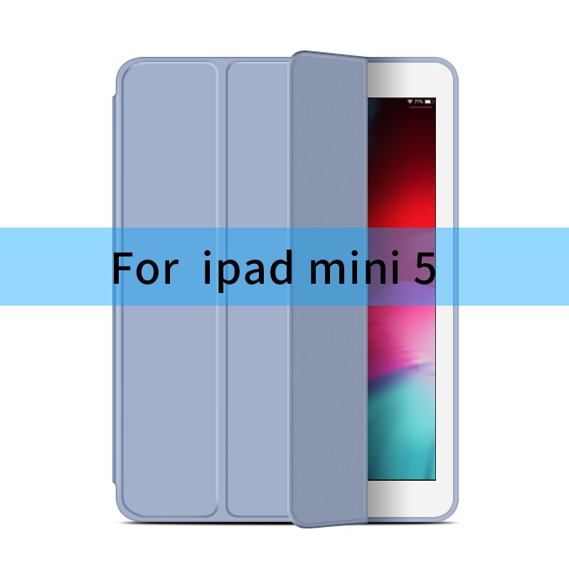 For iPad Air 2 Air 1 Case 9.7 Funda Silicone Soft Back 10.5 Pu Leather Smart Case for iPad mini 1 2 3 4 5 generation Case: mini 5-Gray blue