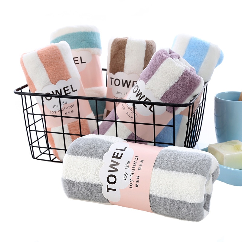 T057b à venda absorvente azul roxo cinza verde rosa listra rosto grosso toalha de microfibra macia casa banho toalhas