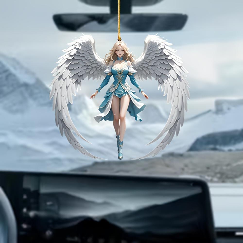 2d akrylgrønne alv-anheng blomsterfe-anheng små friske bilanheng tegneserie søt alv bil bakspeildekorasjonsanheng: Burgunder