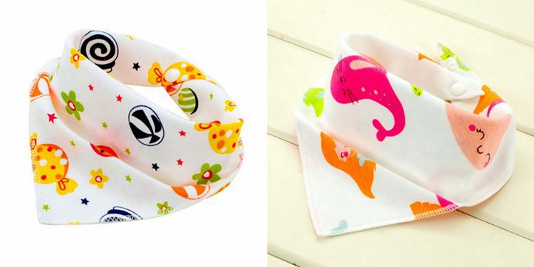 2Pcs/Set Muslin Baby Bibs Burp Double Layer Cotton Saliva Towel Bandana Newborn Scarf Infant Triangle Scarf Bib Apron: 02