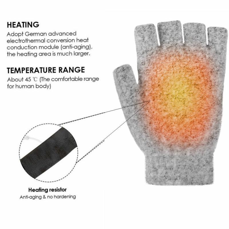 USB Clamshell Handschuhe USB Warme doppelseitige Heizung halb-Finger Handschuhe Radfahren Angeln Camping & Wandern Winter Halten warme