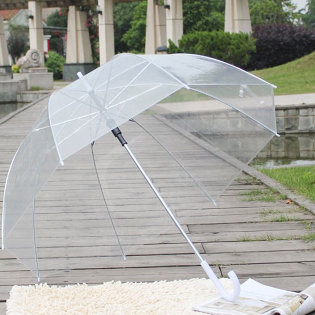 Large Clear Dome See Through Umbrella Handle Transparent Walking Lady Windproof Rain Protecting Umbrella