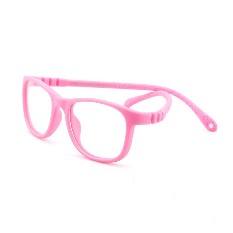 AIMISUV 2022 Ultralight TR90 Flexible Glasses Frame Kids Square Optical Silicone Clear Eyeglasses Children UV400: C5Pink