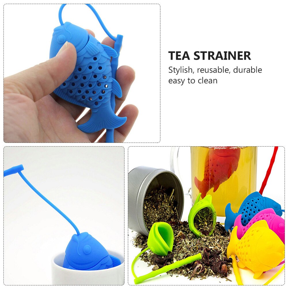 4 Stuks Leuke Siliconen Mode Thee-ei Filters Theezeven Little Fish Thee Leakers Thee Filters Voor Thee Huis