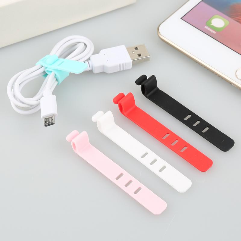 Kleurrijke Silicone Data Draad Mobiele Telefoon Kabel Organizer Telefoons Kabelhaspel Afwerking Gesp Usb Opladen Kabel Manager