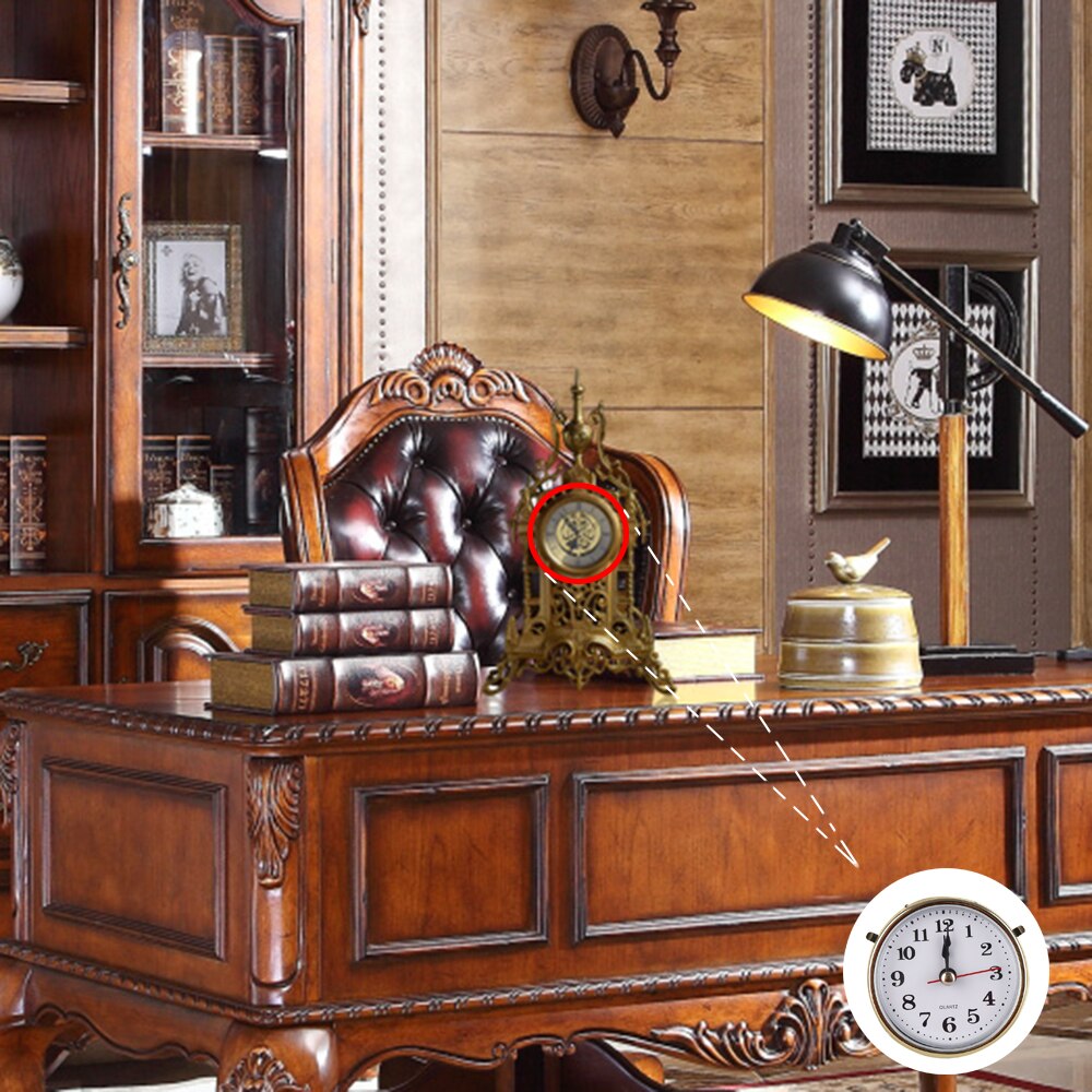 1Pc 2-1/2 "(65Mm) ronde Wandklok Quartz Uurwerk Insert Romeinse Cijfer Wit Gezicht Gold Trim Quartz Mechanisme Diy Onderdelen Thuis