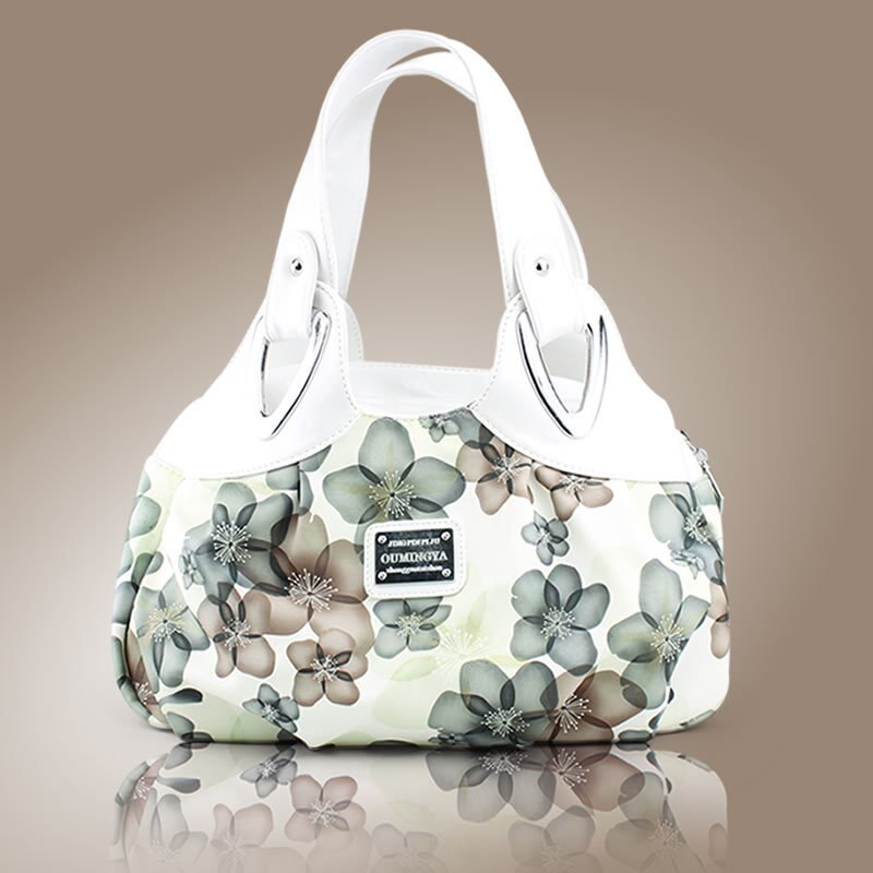 Korean handbag beautiful Women PU leather Bag Tote Bag Printing Handbags many style Satchel MM5: White Dream Green