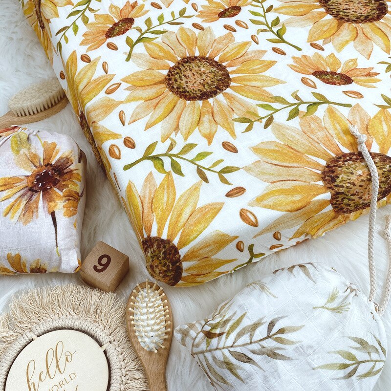 Wieg Beddengoed Lakens Baby Sprei Op Het Bed Bamboe Gaasje Mousseline Print Hoeslaken Kids Items