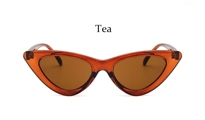Cat Eye Sunglasses Women Vintage small glasses woman mirror Sunglasses Female Brand Retro: Tea