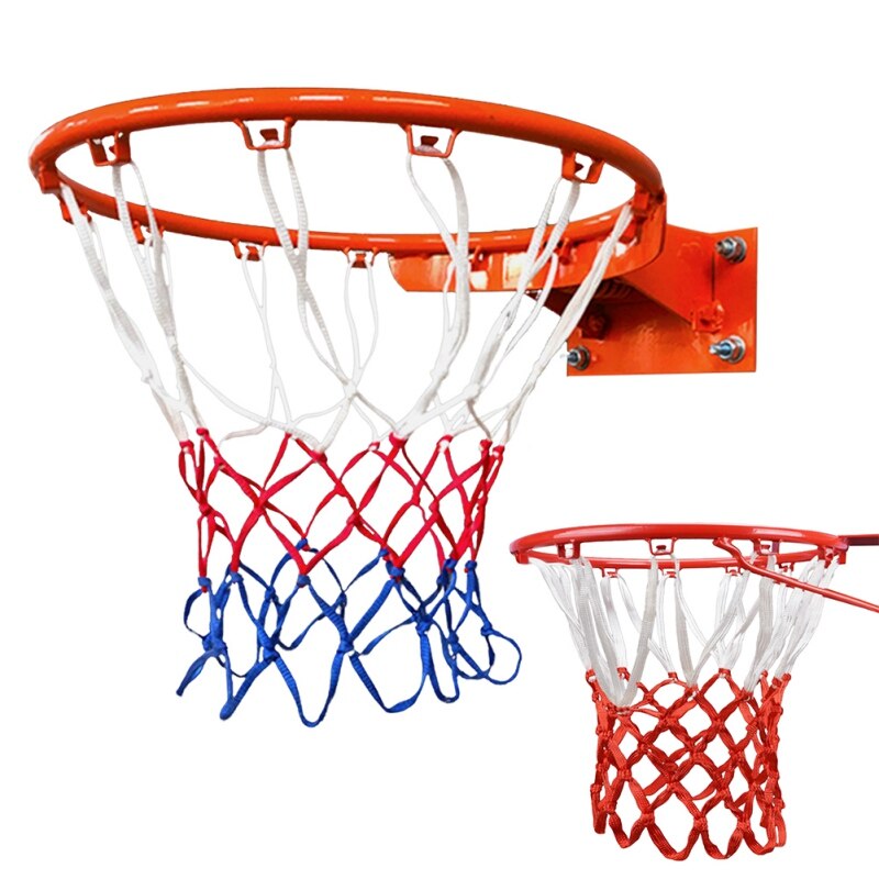 Duurzaam Standard Size Nylon Draad Sport Basketbal Hoop Mesh Net Bord Velg Bal Pum 12 Haken 3 Kleuren