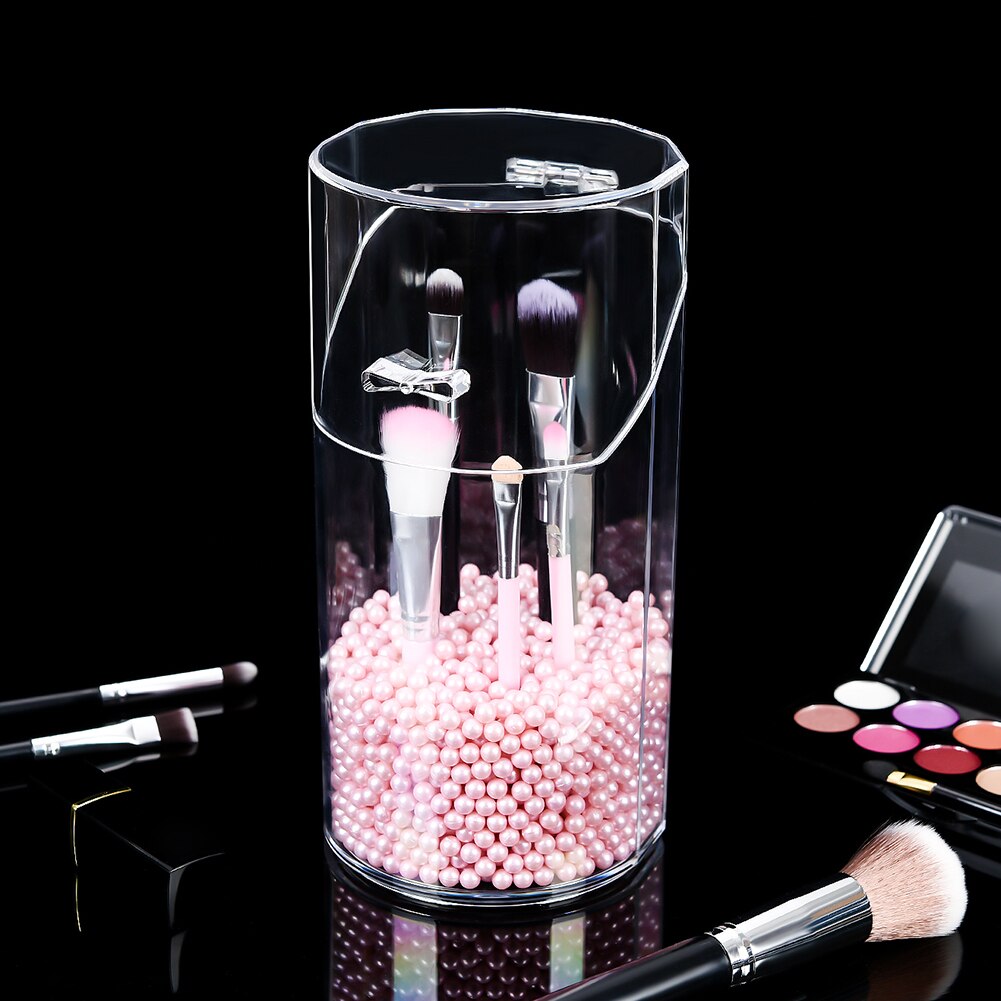 Akryl klar makeup børste opbevaringsboks med låg plast makeup organizer kosmetisk værktøj holder perle og æske