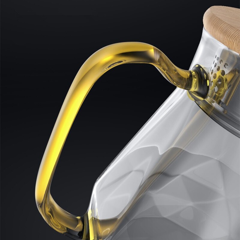 Conjunto de bule de vidro com textura de diamante, chaleira transparente de água fria quente e resistente ao calor para casa, de grande capacidade e entrada
