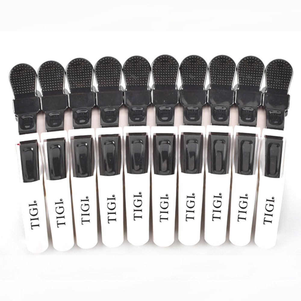 Pinzas de pelo de cocodrilo profesionales para mujer, horquillas, pinzas para el pelo, herramientas de estilismo de salón, 10 unids/lote: White