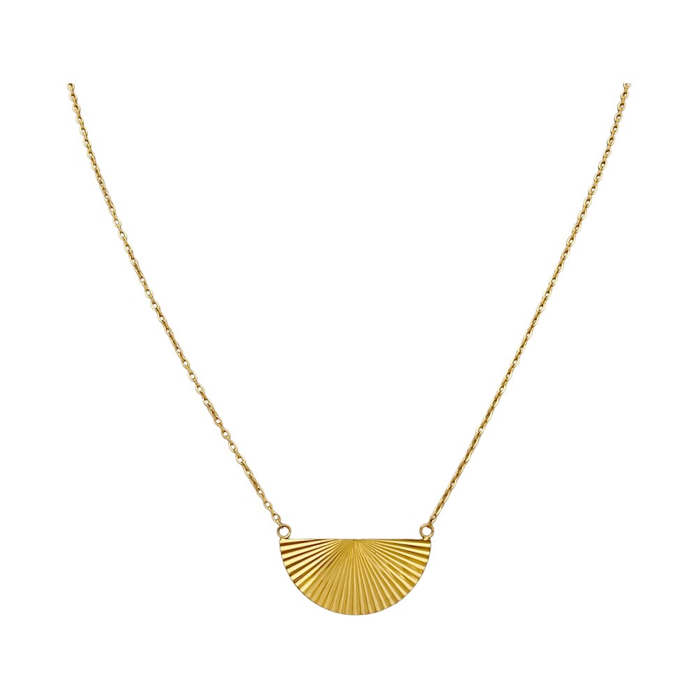 Peri'sBox Trendy Fan Strukturierte Förmigen Anhänger Halskette für Frauen Dainty Edelstahl Halsketten Collares De Moda Chic Schmuck: Default Title