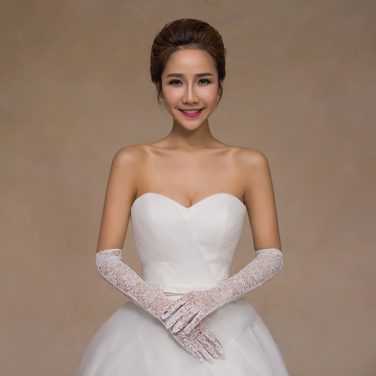 Elegan tLace Braut Handschuhe Ellenbogen Länge schwarz weiß verrotten Hochzeit Kleid Handschuhe Haken Finger Braut Handschuhe