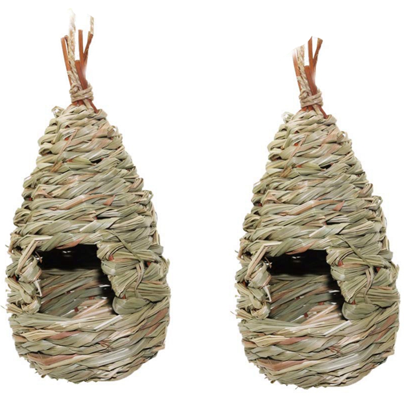 Paquet de 2 hutte pour oiseaux en herbe, maison pour oiseaux, nid d&#39;oiseau suspendu, en Fiber tissée à la main, maison pour oiseaux, refuge pour oiseaux de Preda: Default Title