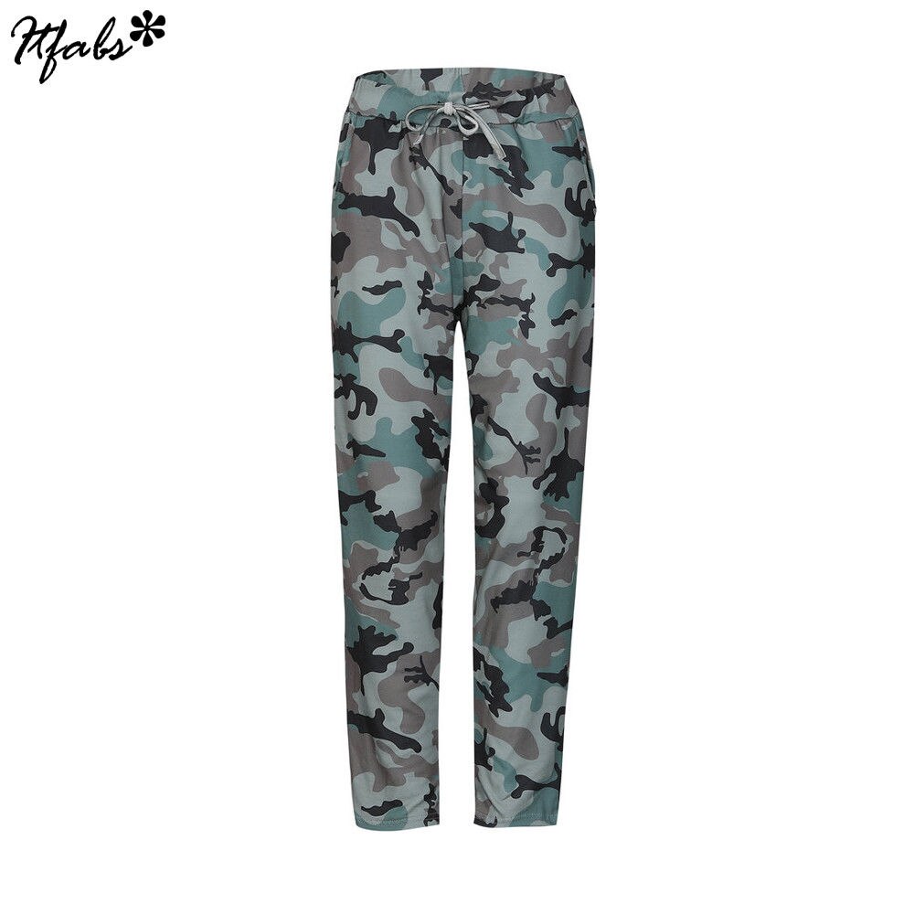 Bukser til kvinder dame talje lange bukser afslappet løse efterår forår camouflage print elastiske sportsbukser