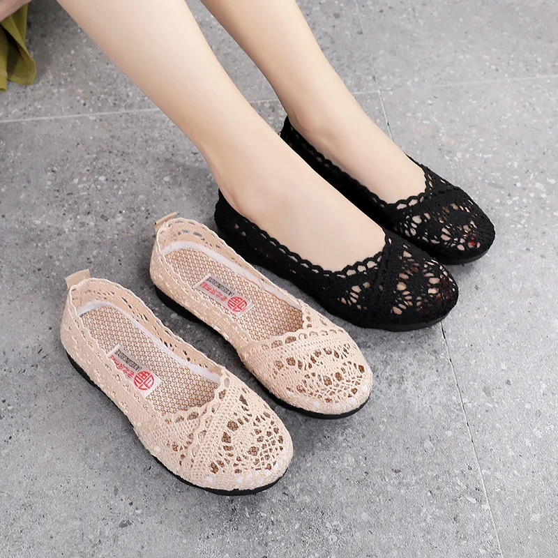Scarpe da donna scarpe da pescatore donna mesh traspirante piatto fondo morbido scarpe da donna piselli scarpe da donna scarpe basse 2023