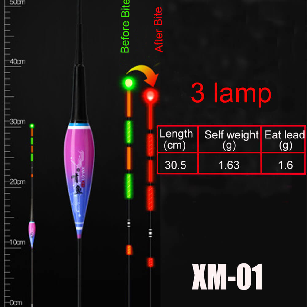 1pc slimme led-vislampen,  cr425 nachtvissers met zwaartekrachtsensor, kleurveranderende dobber, inclusief batterijstopper en accessoire: Xm -01