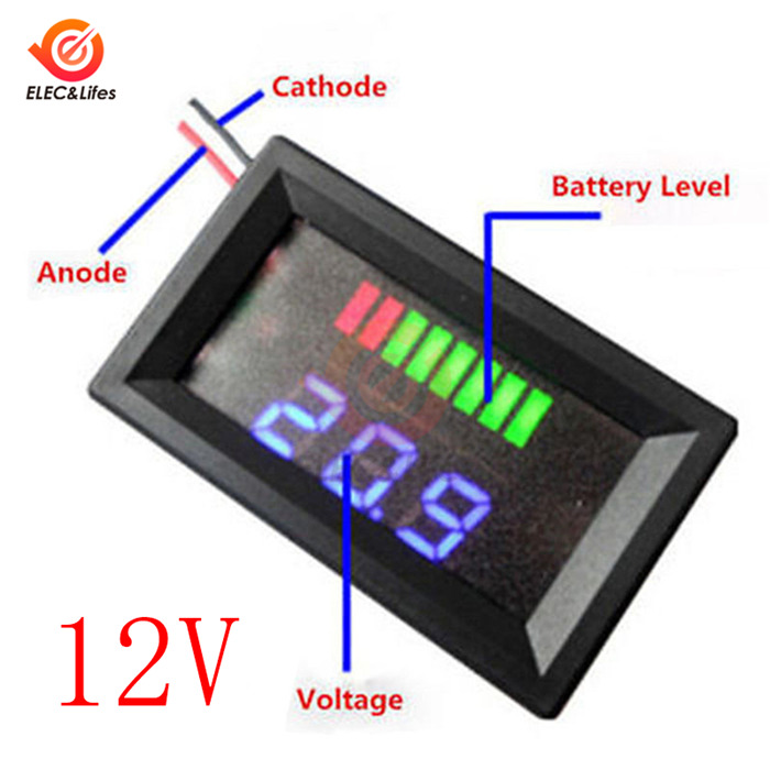 6V 12V 24V 36V 48V Auto Blei Säure Batterie Ladezustand Anzeige Batterie Tester Lithium- batterie Kapazität Anzeige LED Voltmeter: 12V Blau