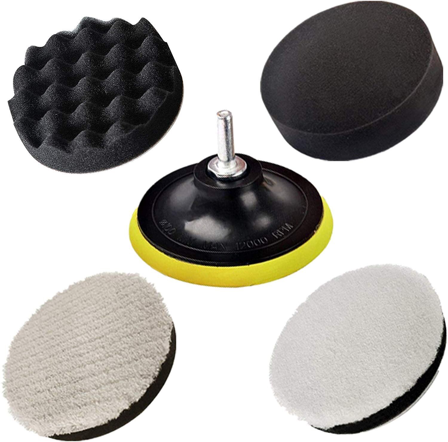 Pulidores de coche y juego de amortiguadores, almohadillas de pulido para taladro , cera para pintura, pulido, almohadilla de esponja compuesta, Kit de pulidores de coche: 6pcs