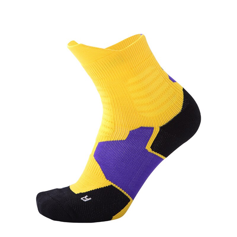 Men Women Sports Socks Breathable Running Fitness Basketball Cycling Compression Elastics Sport Sock for Adult: WZ071-Yellow