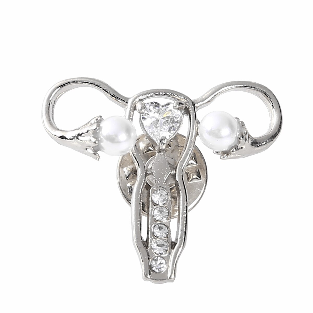Spilla Spille Femminile Organo Del Corpo Utero Ovaio di Cristallo Ginecologia Medicina Simbolo Spilla di Perle Spille per Ginecologo Regali Dei Monili: argento