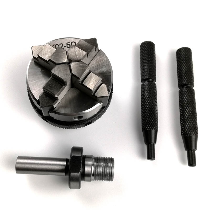 50mm Mini 4 Jaw Reversible Self-Centering M14 Thread Mount Lathe Chuck With Lock Rods K02-50+Chuck connecting rod DIY woodwork