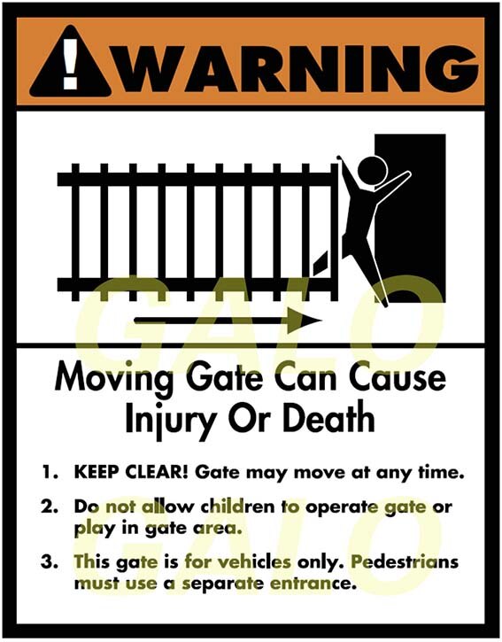 GALO SLIDING GATE / SWING GATE /BARRIER GATE WARNING SIGN For automatic doors: F