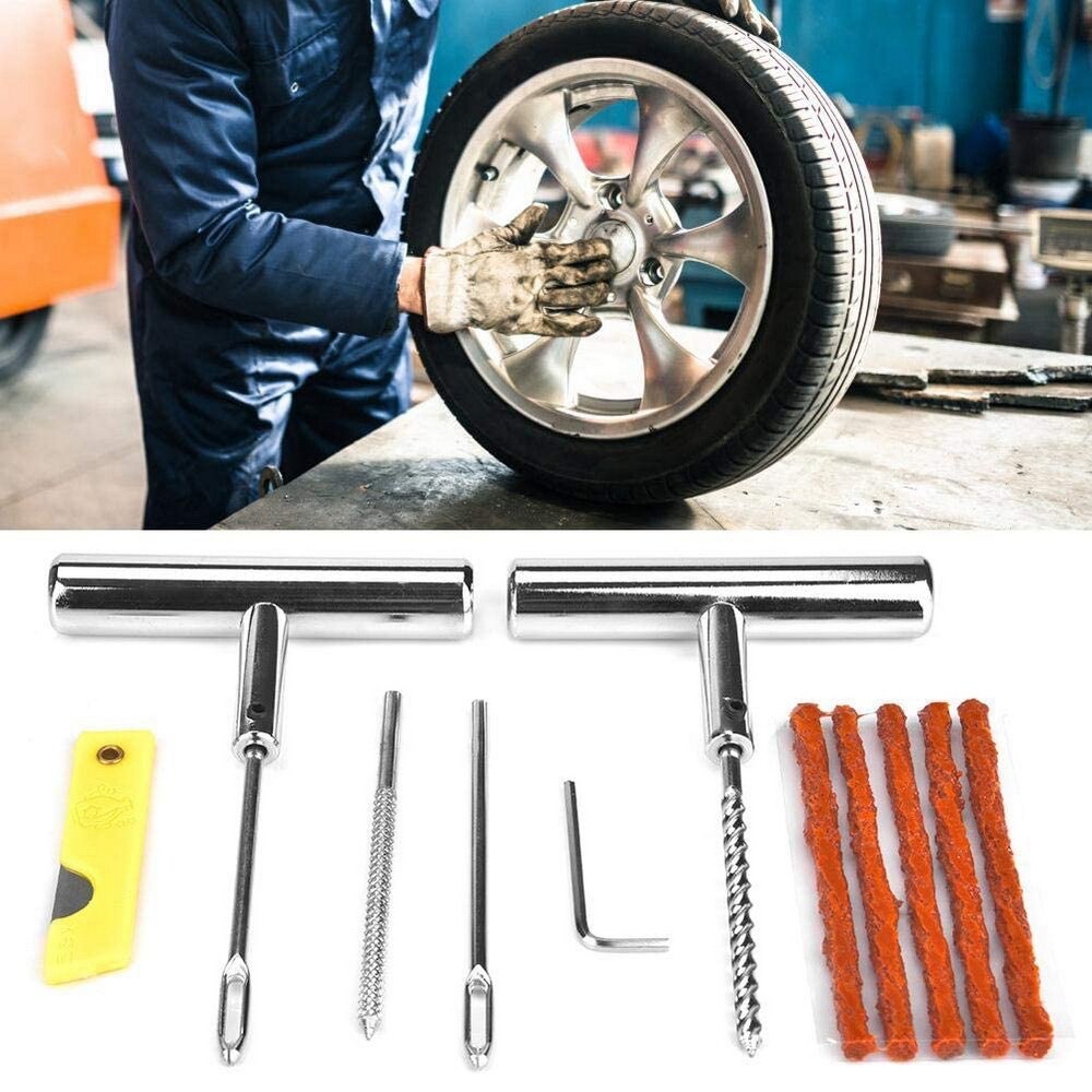 Kit de reparación de neumáticos para coche, furgoneta, motocicleta, herramientas de reparación de neumáticos, emergencia, tapón para pinchazo de neumático sin cámara, 11 Uds.