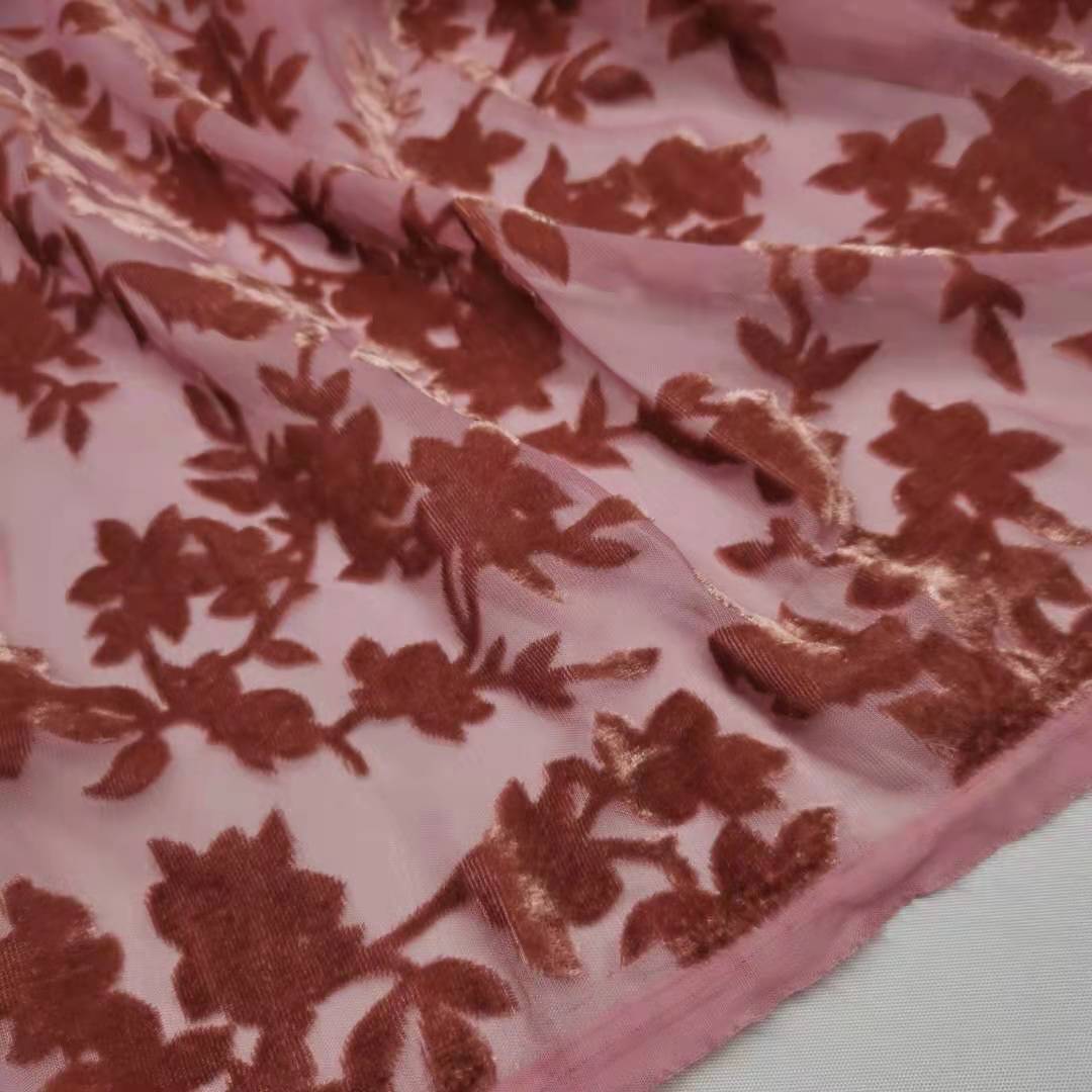DIY Dress Flocked Viscose Nylon Velvet Soft Fabric 140cm Width Flower Fleeced Dress Material