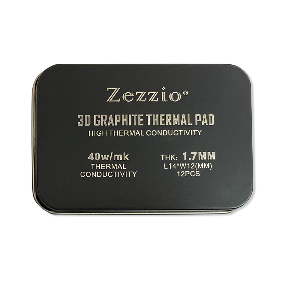 Zezzu-almohadilla térmica de grafito 3D, 40W/mk, refrigeración de grafeno IC, almohadilla de Grasa de silicona térmica con memoria 3090/3080, para GDDR6X VRAM: Thickness 1.7mm