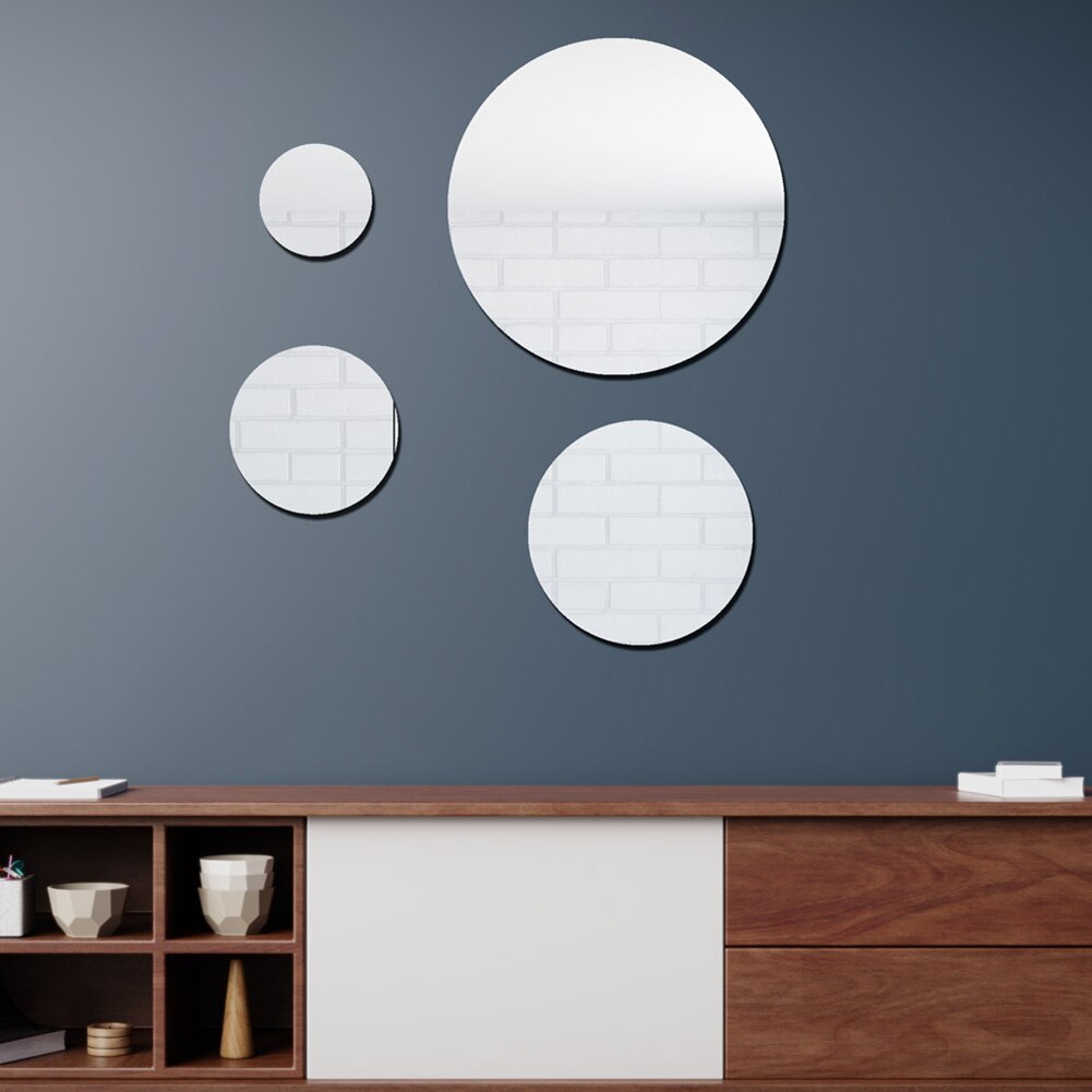 Espejo redondo autoadhesivo para decoración del hogar, calcomanías decorativas 3D de acrílico, Mural de 10-30cm, para dormitorio, sala de estar