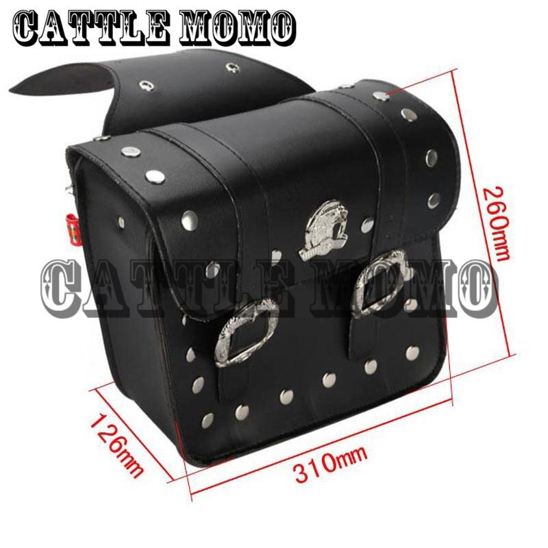 Motorcycle Saddle Bags 2x Black Motorbike Luggage PU Leather Tool Bags For Harley Cruiser Chopper Cafe Racer Bike Motorbike Bag