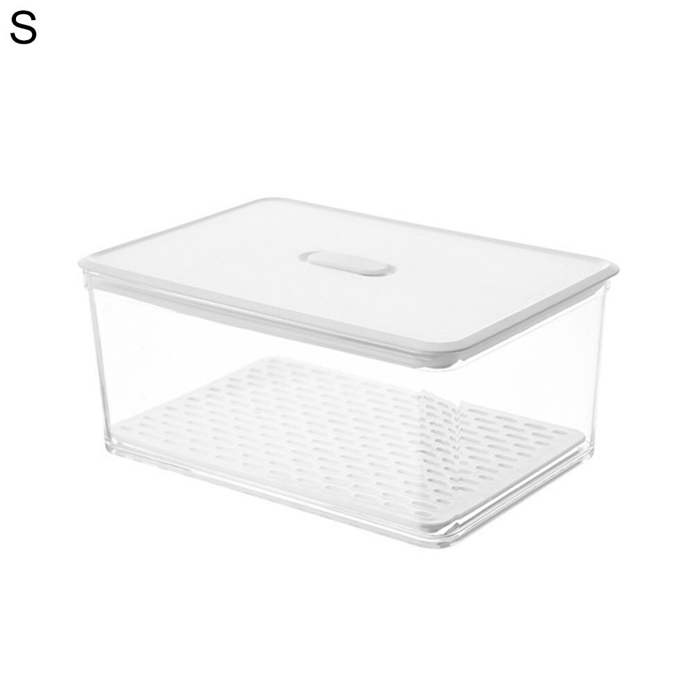 Plastic Refrigerator Food Preservation Storage Drain Box Container with Lid Food Storage Rack Preservation Box: S
