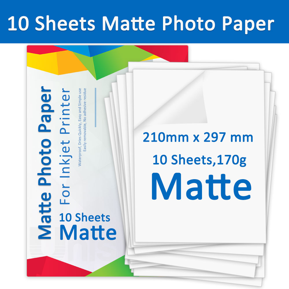 10 Sheets 170g A4 Matte Printing Paper for Inkjet Printer Matte Photo Paper Suitable For Album Photos 210mm x 297mm Glossy Paper