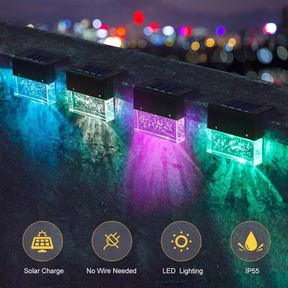 Solar Power Light Sensor Led Outdoor Lighting Porch Courtyard Garden Fence Path Lights Waterproof Landscape Step Deck Solar Lamp