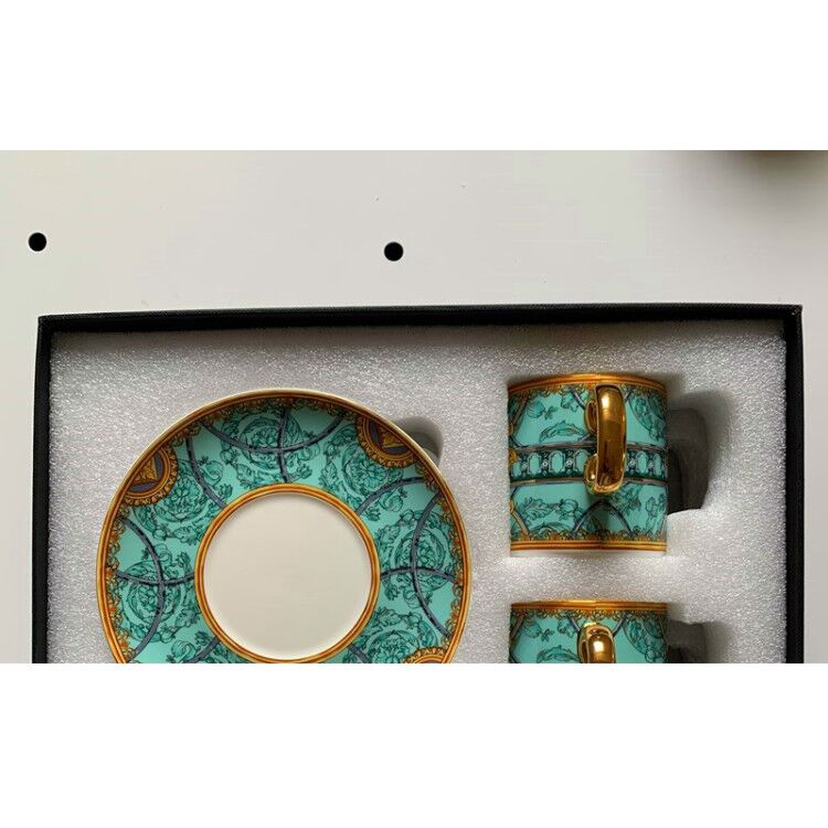 style catering bone china cup multi-style simple ceramic coffee cup and saucer dish with pattern set 2 set with box