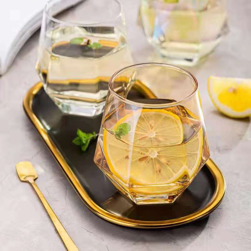 Hexagon Wine Glass Tumbler Mug Latte Coffee Fruit Juice Whiskey Cups Drinking Bar Club RR2180