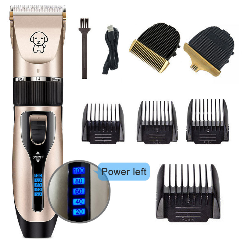 Clipper For Dog Clippers Dogs Grooming Clipper Kit USB Rechargeable Low-Noise Pets Hair Trimmer Display Battery: POWER TWO HEAD