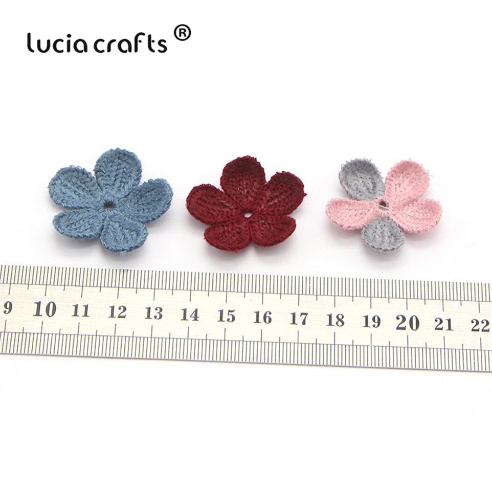 Lucia crafts 10/13 stuks 35mm wollen bloemen naai-op patches voor decoratie diy handgemaakte materialen accessoires  b0104