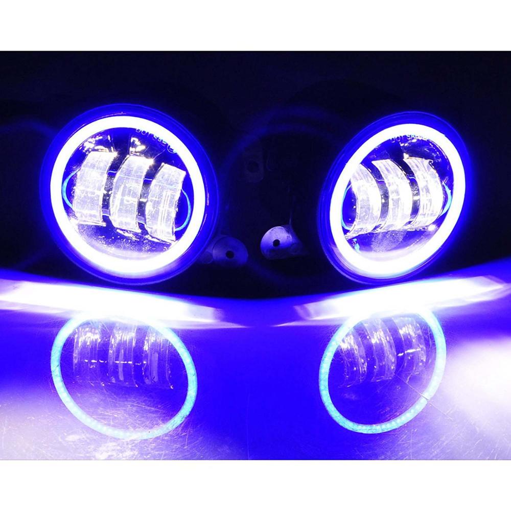 2PCS 4Inch Round Led Fog Lights 30W 6000K White Halo Ring DRL Off Road Fog Lamps For Jeep Wrangler JK TJ LJ Dodge Journey: blue
