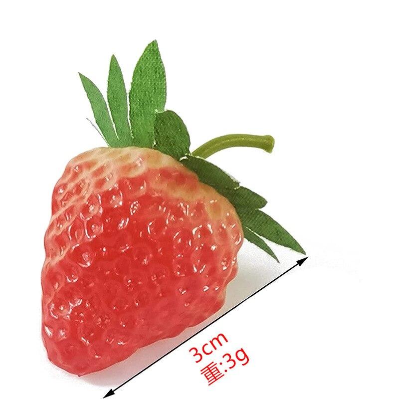 10pcs Plastic Strawberry Raspberry Mini PVC Strawberry Slice Model Simulation Fruit Home Decoration Christmas Props Model: Red yellow