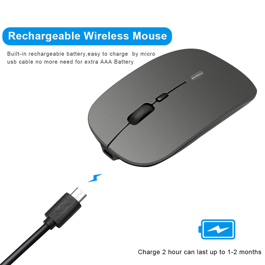 Anmck Draadloze Muis Computer Bluetooth Muis Stille Pc Mause Oplaadbare Ergonomische Muis 2.4Ghz Usb Optische Muizen Voor Laptop Pc