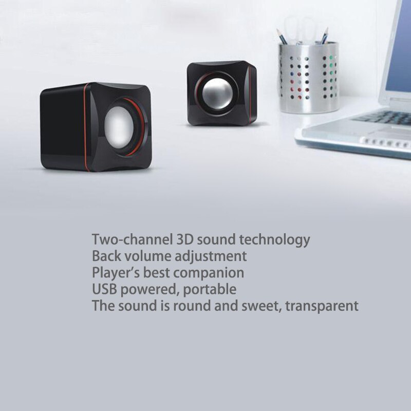 Draagbare Stereo Computer Laptop Mini Speaker 3.5mm Audio Jack Voor Laptop Desktop Kleine Vierkante USB Subwoofer Audio Muziekspeler