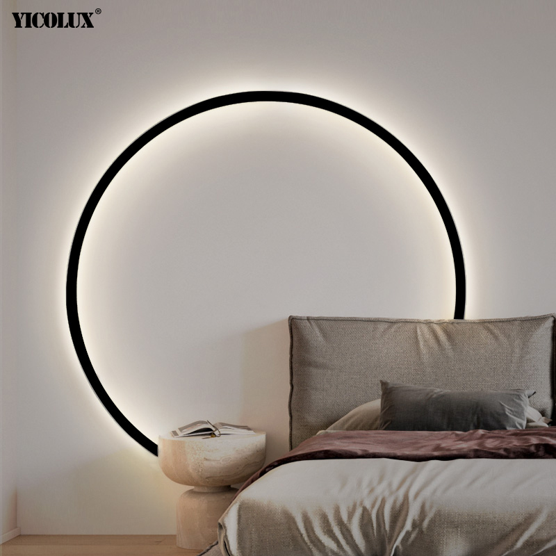 Lámparas de decoración de fondo circulares simples, nuevas luces LED modernas para pared, sala de estar, dormitorio, cabecera, pasillo, iluminación interior