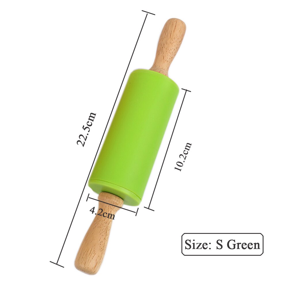 EPASUN Kleine Size non-stick Siliconen Fondant Rolling Pin Fondant Taart Deeg Roller Decorating Cake Roller Ambachten Bakken Tool: 1 S Green