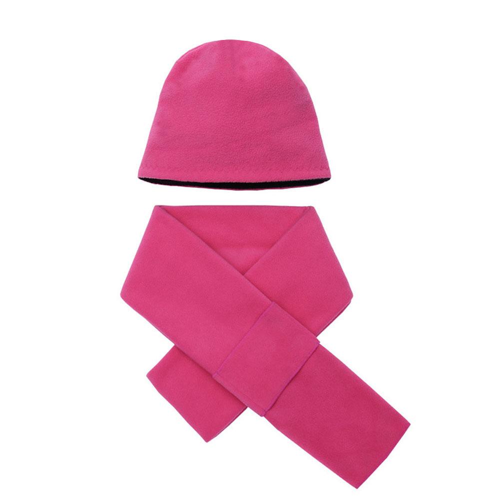 2PCS/Set Autumn Winter Fleece Hat Scarf Set for Outdoor Sports Riding Hiking Warm Thick Hat Scarf Couple Clothes Accessories 30E: Hot Pink